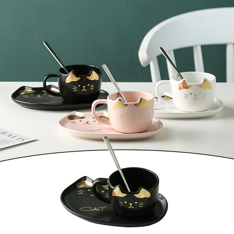 and Saucer Set, , Set, S, Porcelain Tea Set, for Women, Latte Cups - Pink, Size: 8.7X6CM