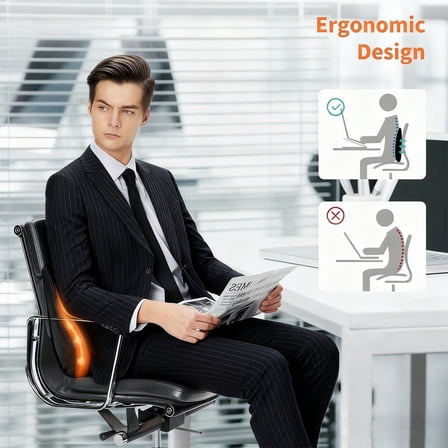 1 Pack Heated Back Massage Cushion, PU Leather Lumbar Support Pillow for Adults Home Office Car Use