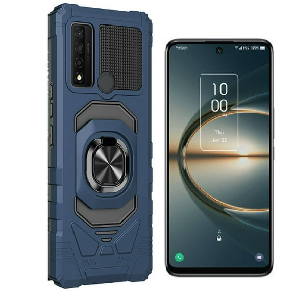 Phone Case for TCL 30 V 5G (Verizon), Ring Stand Tough Hybrid Case Cover (Blue)