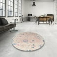 thumbnail image 4 of Ahgly Company Machine Washable Indoor Round Abstract Tan Brown Area Rugs, 8' Round, 4 of 7