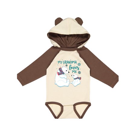 

Inktastic My Grandma Loves Me- cute polar bears Gift Baby Boy or Baby Girl Long Sleeve Bodysuit