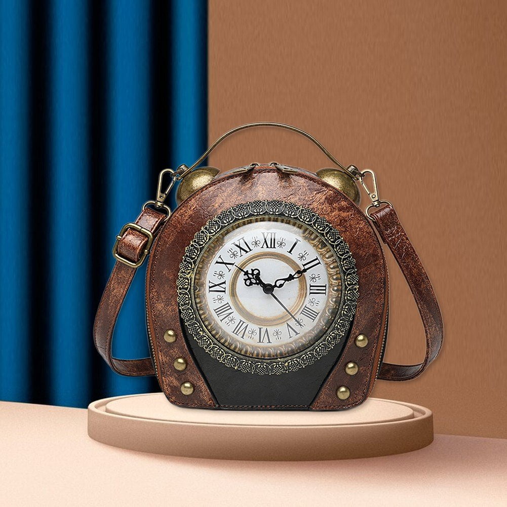 Jiibva Small Crossbody Purse and Handbags for Women Cute Shoulder Bag Unique Steampunk Metal Clock Costume