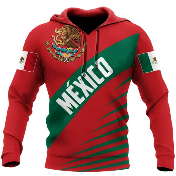 Sudadera con capucha de aguila mexicana para hombre emblema de Mexico bandera nacional estampado 3D sudaderas con capucha de manga larga ropa unisex informal de gran tamano Bodega Aurrera en linea