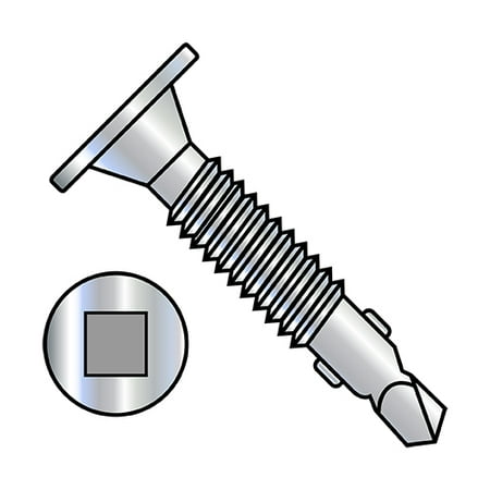 

12-24X1 Square Recess Wafer Head Self Drill Screw #4 Point w/Wings Full Thread Zinc (Pack Qty 3 000) BC-1216KQWAFM4W