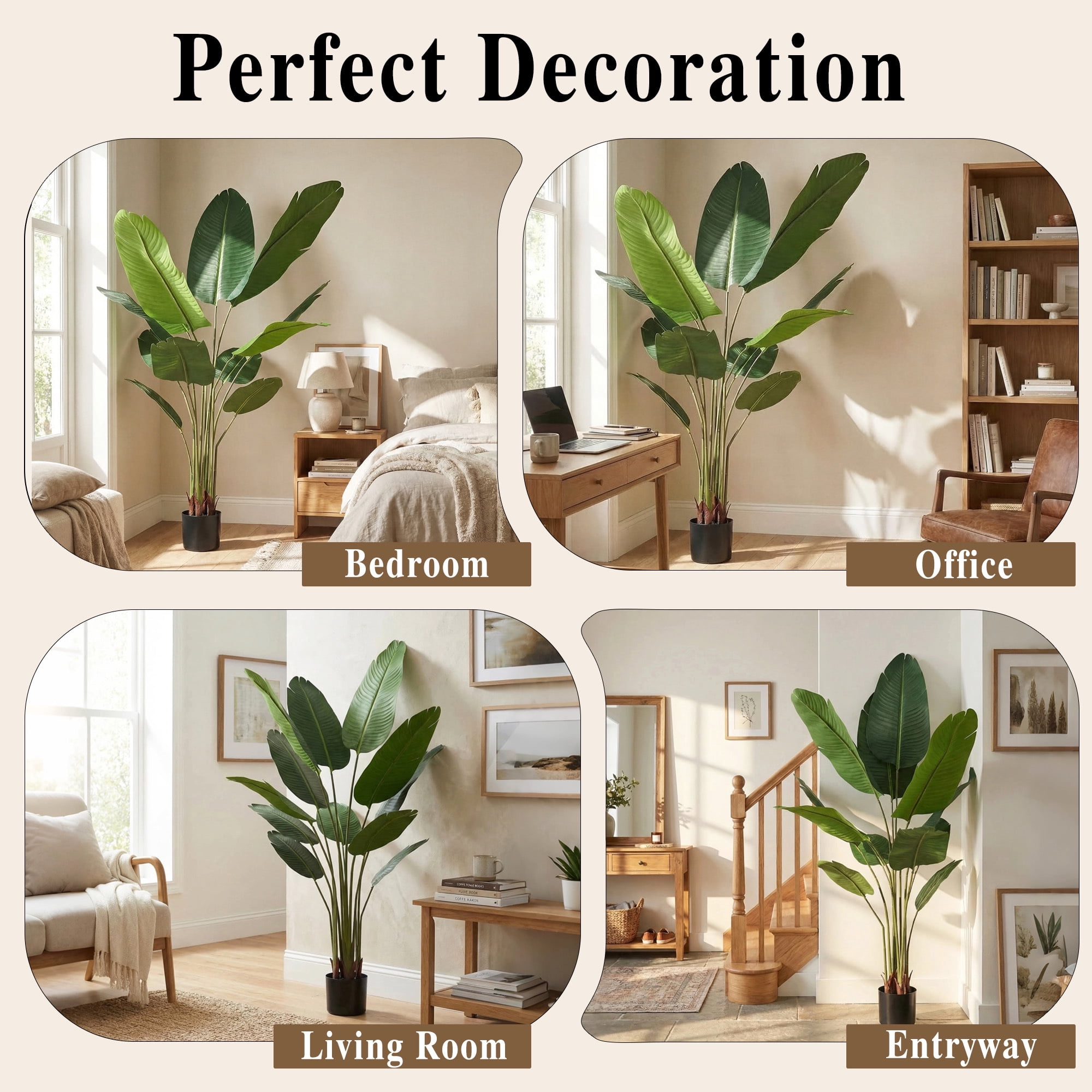 Easy4Home 4.6FT Artificial Plant Fake Tropical Palm Tree Potted Indoor Faux Floor Plant for Home Office Decor