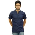 thumbnail image 1 of Atasi Kurta en Denim Bleu Col Mandarin Manches Mi-Longues Tunique Décontractée-3TG, 1 of 6