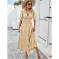 thumbnail image 2 of Yesfashion Shirt Dresses for Women 2025 V Neck Ruffle Short Sleeve Loose Casual Flowy Summer Shift Dress, 2 of 6