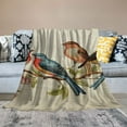 thumbnail image 2 of COMIO Super Soft Vintage Bird Style Flannel Blanket (Universal 1) White, 2 of 6