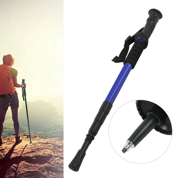 Tebru Outdoor Walking Pole,Outdoor Portable Walking Pole Telescopic Adjustable Elderly Hiking Walking Stick Blue,Walking Pole