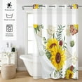 thumbnail image 4 of MIZHONA Sunflower Shower Curtain with Snap in Liner,Gold Leaves No Hook Fabric Bathroom Curtain,71"x83", 4 of 6
