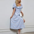 thumbnail image 5 of Summer Saving Wycnly Womens Dresses Short Sleeve Square Neck Floral Print Casual Long Summer Dress Beach Holiday Slim Slit Tie Bohemian Dresses Blue XL, 5 of 7