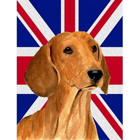 Dachshund With English Union Jack British Flag Flag Canvas House Size