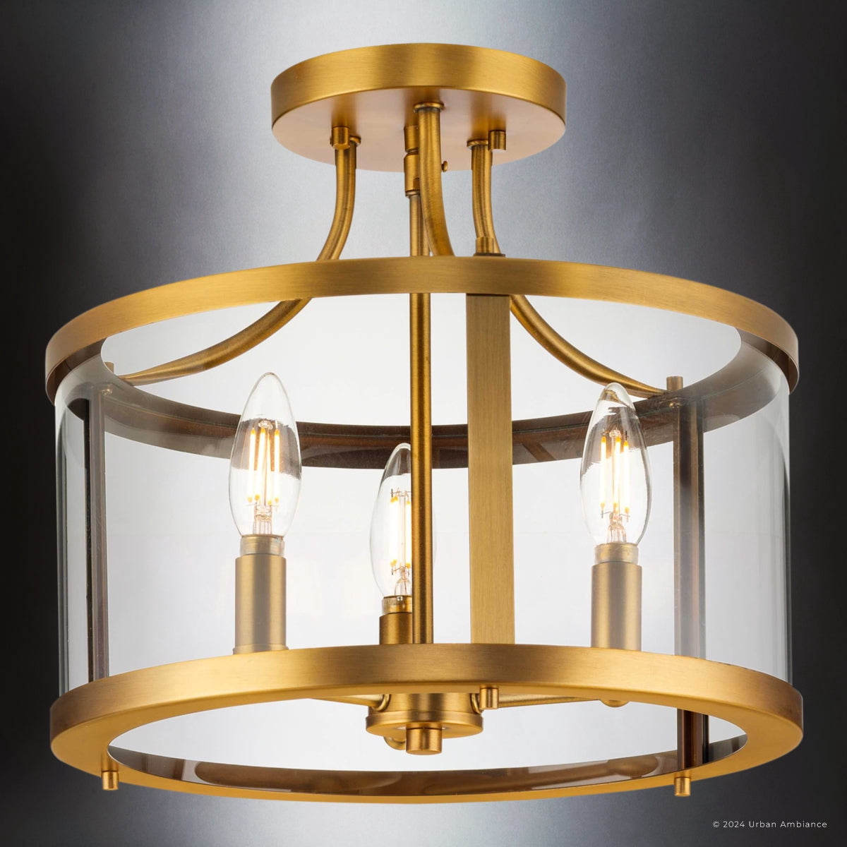 Luxury Modern Farmhouse Ceiling Light, Vintage Brass, UHP4592