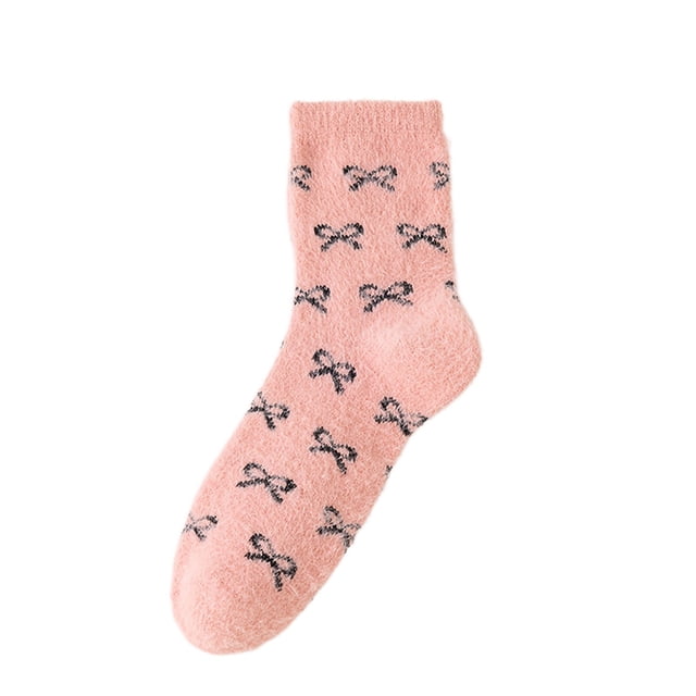 Winter Lightweight Cozy Calf-Height Hosiery For All Day Comfort Featuring Soft Fuzzy Finish And Bow For Indoor Outdoor Use