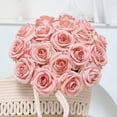 thumbnail image 3 of Artificial Silk Rose Flower Bouquet Lifelike Fake Rose for Wedding Home Party Decoration Event Gift (Off White), 3 of 5