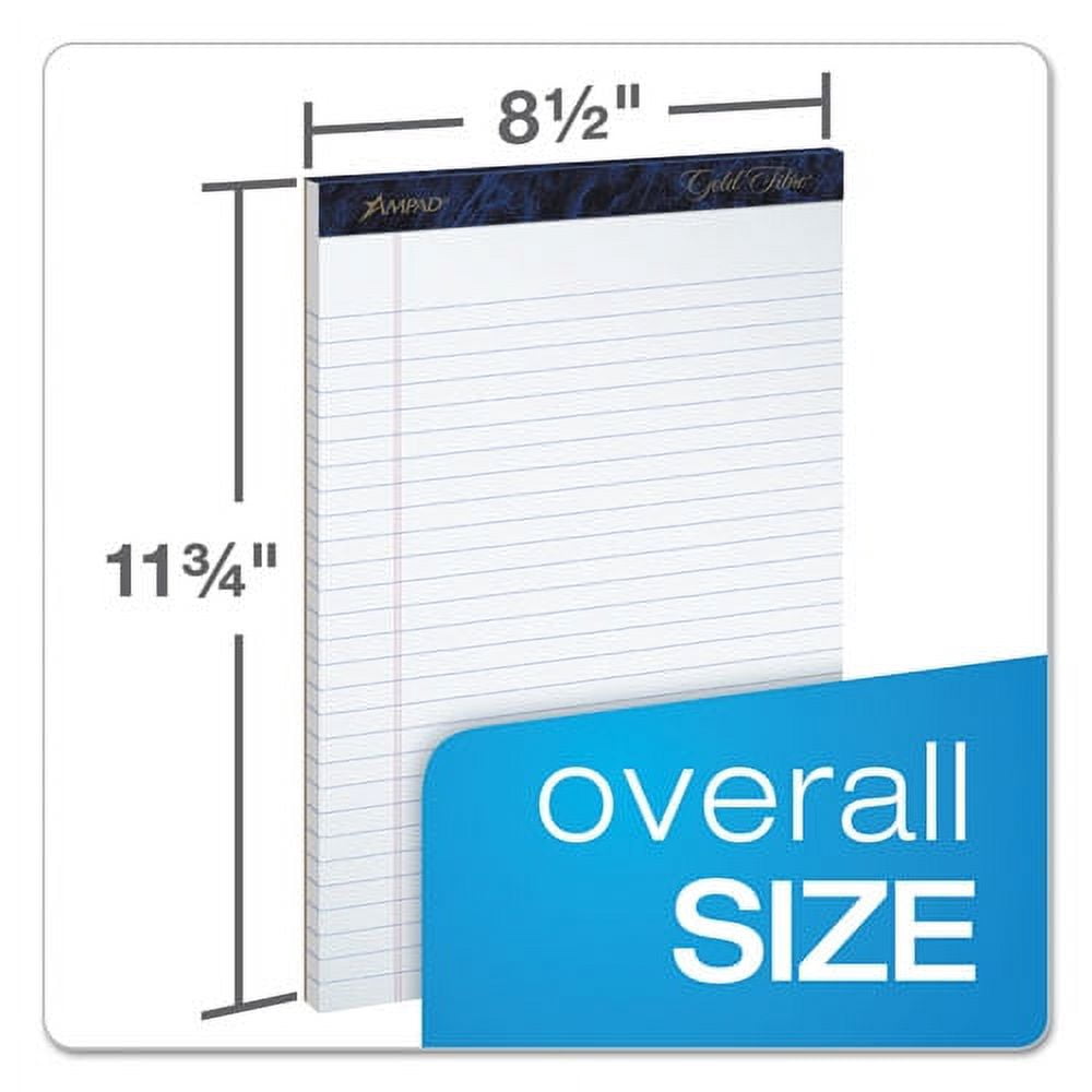 Gold Fibre Writing Pads, Wide/legal Rule, 50 White 8.5 X 11.75 Sheets, 4/pack | Bundle of 2 Packs