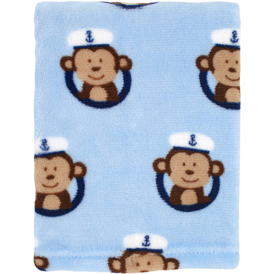 w/o tags Monkey Owl Flowers 30" x 40" Boys & Girls Fleece Baby Blankets NEW 