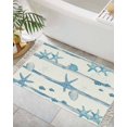 thumbnail image 3 of Area Rug with Tassels 2' x 3', Summer Ocean Starfish Shell Fish Kitchen Runner Rug for Hallway Bedroom Throw Rugs, Watercolor Blue Stripes Soft Door Mat for Bathroom Entrance Living Room, 3 of 9