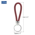 thumbnail image 2 of Uxcell PU Keyring Woven Lanyard Straps Braided Leather Keychain, Dark Red 2 Pack, 2 of 5