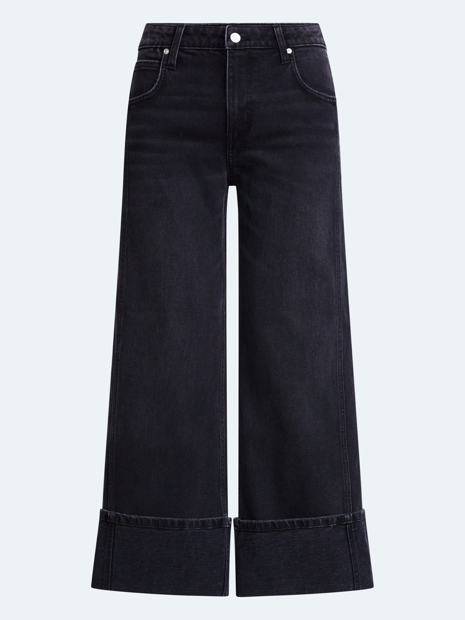 Scoop Women's and Women's Plus Mid Rise Cuffed Wide Leg Jeans, Sizes 0-28W