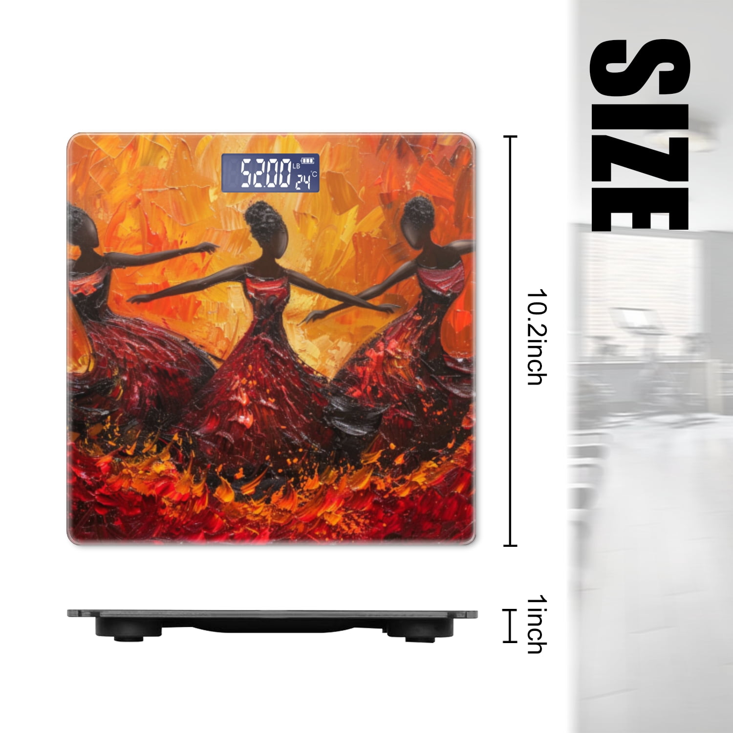 High Precision Body Weight Scale Smart Bathroom Scales with Large LCD Display(400lbs),Decorative for Bedroom-African Ballerinas In Red And Black Dresses