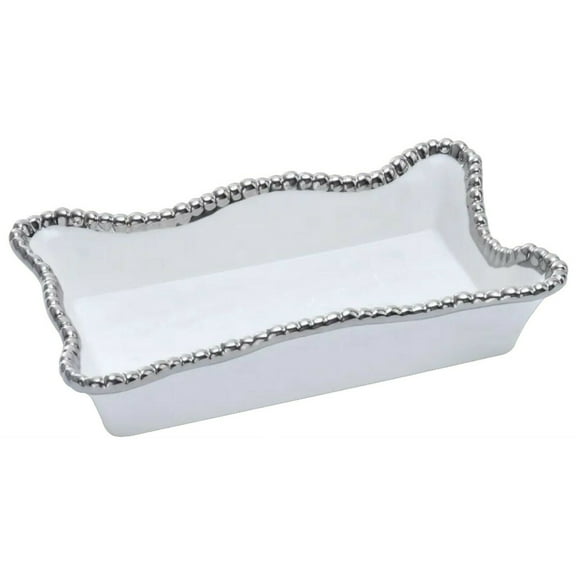 Pampa Bay Salerno Porcelain Guest Towel Napkin Holder, White/Silver