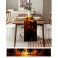 thumbnail image 3 of Summer Coconut Tree Ocean Waves Table Runner-70 Inch Long Beach Orange Sunset Table Runners Linen Burlap Tablerunner for Kitchen Dining Room Holiday Party, 3 of 9
