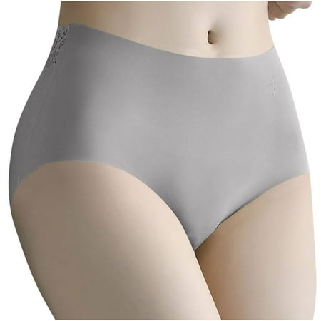 Ashirexll Silk Underwear for Women Solid Color High Waist Soft Lightweight Breathable Traceless Comfortable Panties for Women Gray M