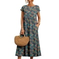 thumbnail image 1 of Vestido midi Zhyaj, túnica holgada de algodón con bolsillos para mujer, 1 of 7