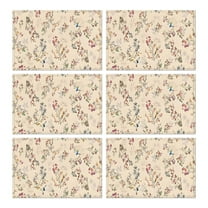 Pioneer Flower Floral Print Pattern Summer Placemats Table Placemats Set Of 6-Linen Kitchen Washable Placemats Table Mats 12x18 Inch Non-Slip Heat Resistant