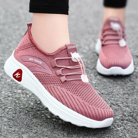 

WNG Fashion Autumn Women Sports Flat Non Slip Slip On Elastic Band Mesh Breathable Comfortable Solid Color Casual Style