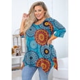 thumbnail image 3 of SHOWMALL Plus Size Tunics for Women 3/4 Sleeve Blouse Swing Top Floral Mix Blue 5X Clothing Crewneck Maternity Loose Fitting Clothes, 3 of 8