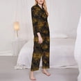 thumbnail image 3 of Pofeuu Gold Dragonfly Mandala Print Womens Pajamas Set Long Sleeve Sleepwear Button Down Nightwear Soft Pj Lounge Sets Button Down Pajamas Women-X-Large, 3 of 7
