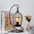 thumbnail image 5 of Battery Powered Lamp, Metal Birdcage Antique Lamp with Bird Bulb (Black), 5 of 8