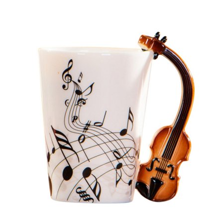 Ceramic Coffee Tea Mug Cup - Guitar Ceramic Cup Personality Music Note Sensitive Mug Cup Coffee Tea Milk Cup Unique Gift Home Cafe