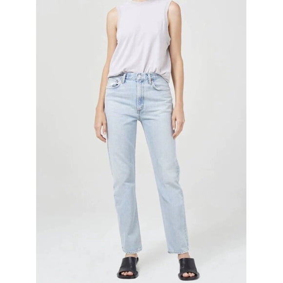 AGOLDE Mia Mid Rise Straight Organic Denim Jeans Blue ( 33 )