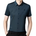 thumbnail image 3 of Camisa de manga corta para hombres Streetwear Cool Pullover Ligero Verano Elegante para hombre Camisa de vestir de manga corta Casual Solapa Tops para Yinane camisa de rayas, 3 of 8