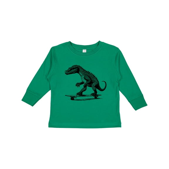 Inktastic Funny Alligator on Skateboard Boys Long Sleeve Toddler T-Shirt