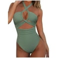 thumbnail image 2 of GZWYHT Bathing Suit for Women One Piece Swimsuit Women Women's Solid Swimsuit Slimming High Cut Bathing Suit Bikini Swimwear Plus Size Swimsuit for Women Swimsuits for Curvy Women AG L, 2 of 9