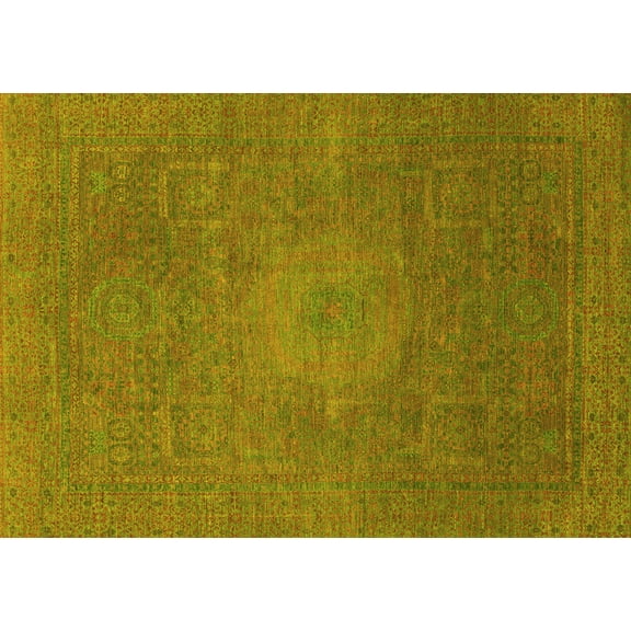 Ahgly Company Indoor Rectangle Oriental Yellow Modern Area Rugs, 4' x 6'
