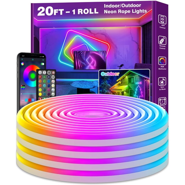 Luces de neón tipo cuerda AILBTON 6 m RGB con sincronización musical y control por app