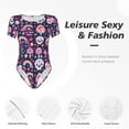 thumbnail image 4 of Pofeuu cute Skull rainbow mushroom Print Short Sleeve Body Suits Women Round Neck Bodysuits for Women Onesie Adult Set Body Suit-XX-Large, 4 of 7