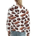 thumbnail image 2 of Hoodies for Women - Chocolate Print Brown White Comfrt Colour Drawstring Women'S Fashion Hoodies & Sweatshirts, Fall Outfits Clothes for Women 2024 Pullover with Kangaroo Pocket, 2 of 7