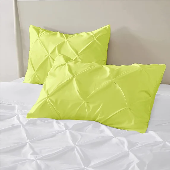 Egyptian Cotton Euro Sham 18X18 Size Pillow Covers Pinch Pleated 600 TC Sateen Soft And Smooth Cotton Comfortable Bed Pillow Cover (Set of 2, Yellow)