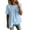 #0321-Blue, variant on Linen Tops Women Short Sleeve Ruffle Round Neck Loose Fit Casual Summer Solid Color Breathable Blouse