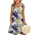 thumbnail image 2 of Mlqidk Girls Cute Summer Dresses Size 10-12 Vacation Beach Swimsuit Coverup Sleeveless Floral Dresses Casual Tween Girls Tank Dresses Dark Purple 6-8 Years, 2 of 6