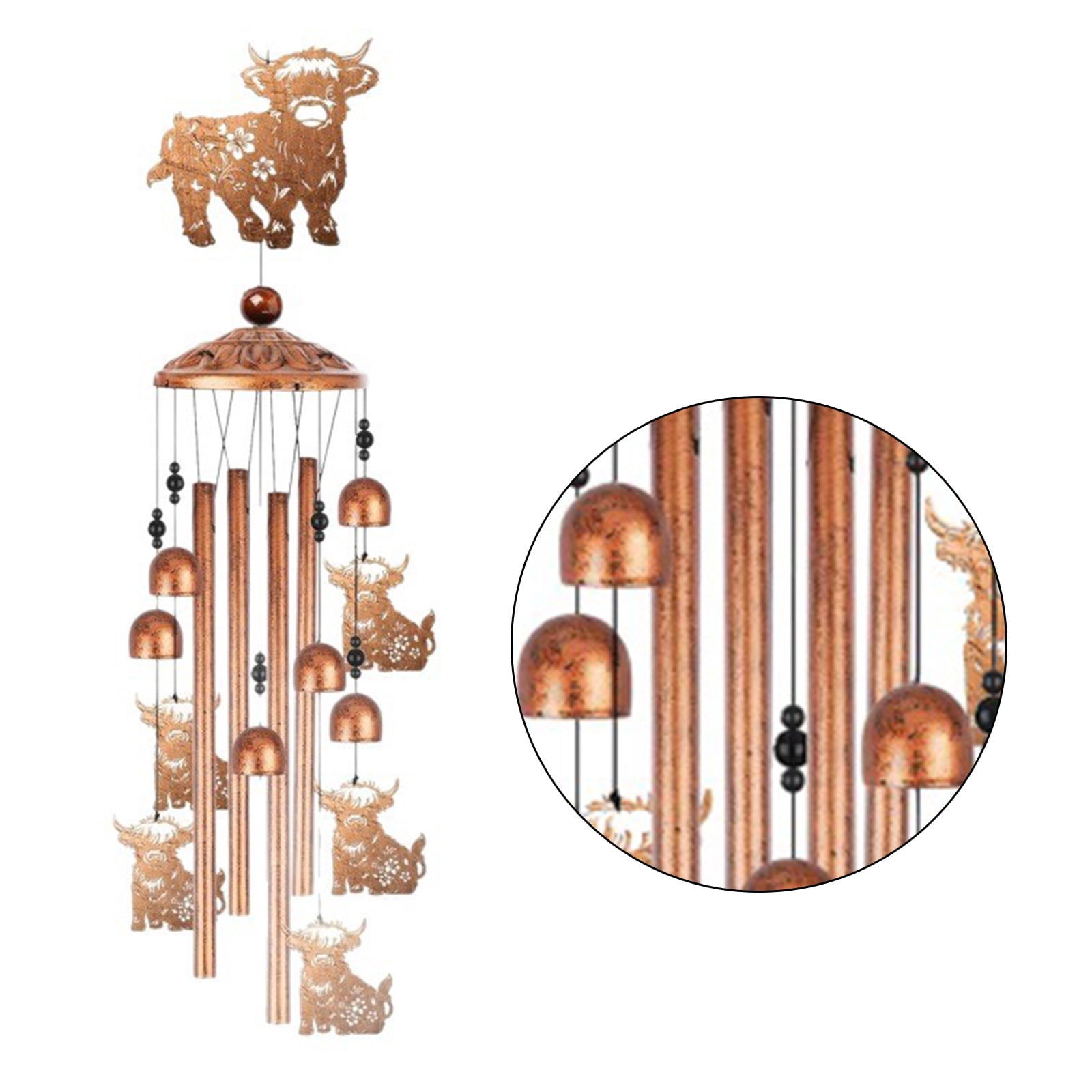 Highlands Cow Wind Chimes Outdoor Memorial Sympathy Wind Chimes Metal Windchime for Outside,Backyard Garden Decors