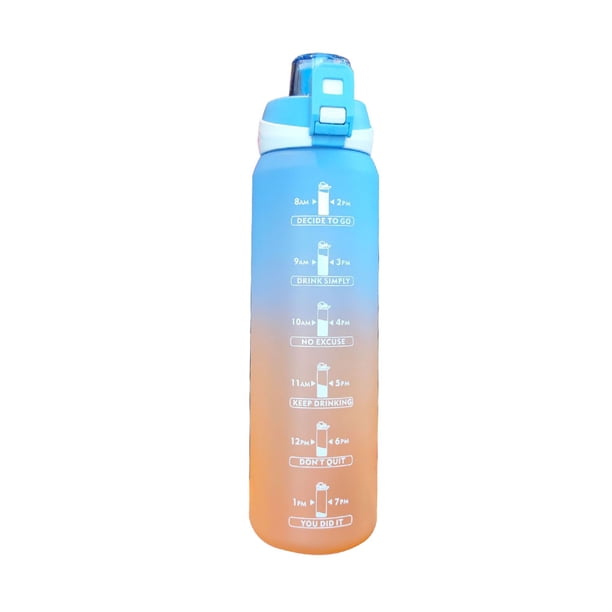 Botella de agua de color degradado de 1000 ml con cubierta que rebota Botella deportiva para viajes (E) Tmvgtek Libre de BPA
