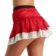 thumbnail image 3 of Haitryli Women's Girl's Shiny Sequins Short Skirt with Elastic Waistband Christmas Costume Fancy Red L, 3 of 6