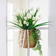 thumbnail image 3 of Morttic 8 Bundles Tulips Artificial Flowers,30 Heads Outdoor Artificial Tulip Faux Plastic Greenery Shrubs Plants UV Resistant for Easter Home Outside Garden Porch Window Decor, 3 of 7